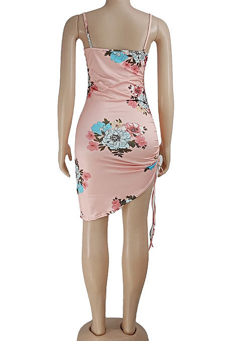 Personality Drawsting Casual Printing Mini Dress AYW1001