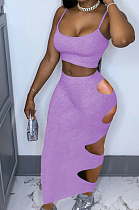 Euramerican Women Sling Vest Hole Skirts Two-Piece MN8353