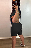 Casual Backless Drape Bangdage Pure Color Shorts Sets HAA9080