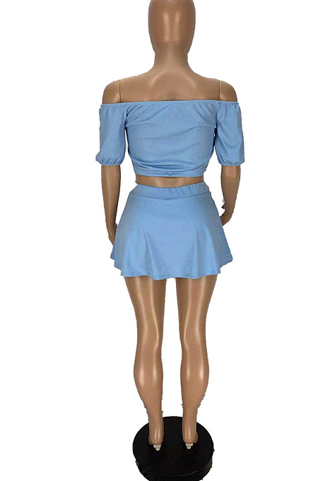 Sexy A Word Shoulder Short Sleeve Culottes Two-Piece WJ5215
