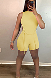 Casual Backless Drape Bangdage Pure Color Shorts Sets HAA9080