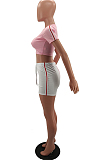 Fashion Casual Spliced Short Sleeve Shorts Two-Piece RZ1063