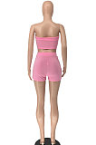 Sexy Bandeau Bra Dew Waist Casual Open Fork Shorts Pure Color Two-Pieces NRS8063