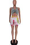 Sexy Print Stretch Vest Short Skirts Two-Piece ZDD31118