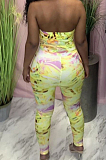 Fashion Print Cross Bind Boob Tube Top Sexy Jumpsuits WJ5217
