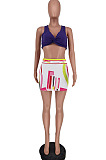 Sexy Print Stretch Vest Short Skirts Two-Piece ZDD31118