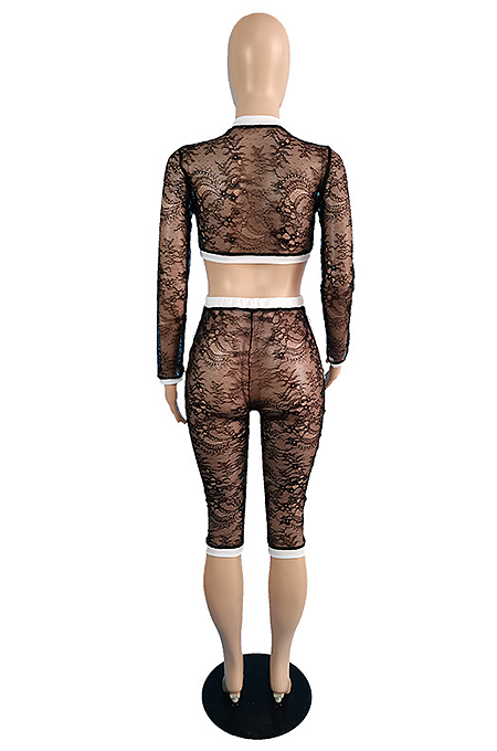 New Style Sexy Long Sleeve Black Lace Shorts Stets TC077