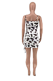 Euramerican Fashion Sexy Drawstring Print Slip Mini Dress AMX6018