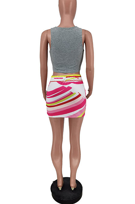 Sexy Print Stretch Vest Short Skirts Two-Piece ZDD31118