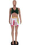 Sexy Print Stretch Vest Short Skirts Two-Piece ZDD31118