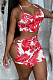 Euramerican Fashion Personality Print Boot Tube Top Short Skirts Two-Piece WJ5218 
