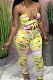Fashion Print Cross Bind Boob Tube Top Sexy Jumpsuits WJ5217