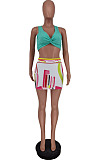Sexy Print Stretch Vest Short Skirts Two-Piece ZDD31118