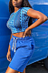 Euramerican Blue Sport Street Short Sleeve Shorts Sets ZZS8385