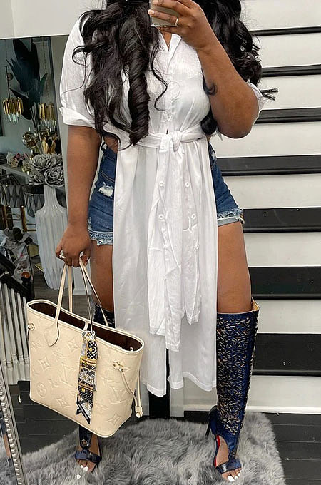 Simplee Pure Color Half Sleeve T Shirt/Shirt Dress BLE2320