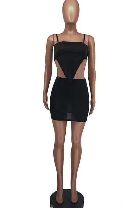 Fashion Sexy Milk Fiber Pure Color Sling Short Skirt Two-Piece CCN1841