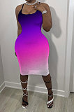 Women Trendy Multi Gradient Color Condole Belt Mini Dress AA5241