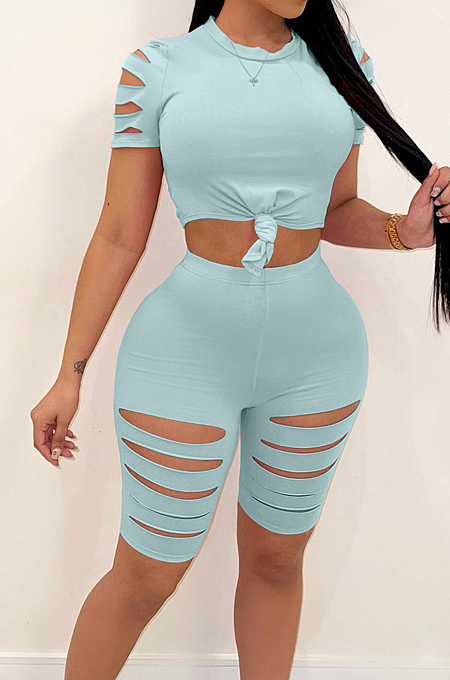 Fashion Casual Hurnt Flower Sports Two-Piece LML236