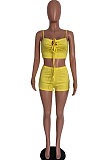 Pure Color Small Condole Belt Sexy Trendy Shorts Sets HM5474