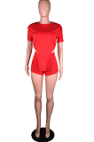 Fashion Casual Irregularity Short Sleeve T-Shirt Shorts Two-Piece C3054