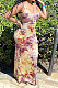 Fashion Sexy Printing Mid Waist Midi Dress JR3614