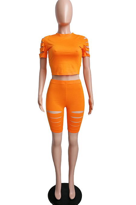 Fashion Casual Hurnt Flower Sports Two-Piece LML236