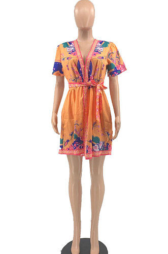 Euramerican Women Positioning Hurnt Flower Mini Dress JR3616
