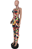Fashion One Should Hollow Out Print Bodycon Jumpsuits ZZS8382