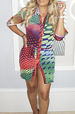 Euramerican The Home Casual Positioning Print Shirt Dress C3057 