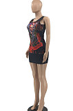 Women Positioning Printing Sleeveless Mini Dress JR3619
