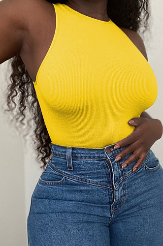 Sexy Rib Pure Color Tight Romper Shorts BLE2321