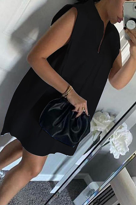 Fashion Sleeveless Tooling Pocket Shirt Dress C3051