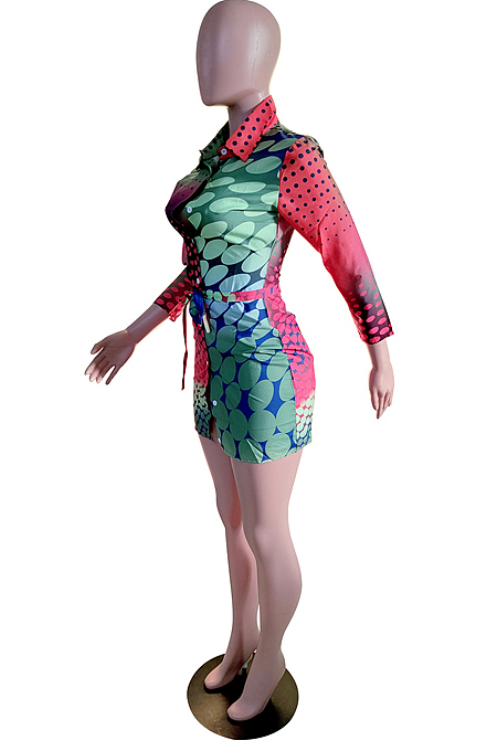 Euramerican The Home Casual Positioning Print Shirt Dress C3057 