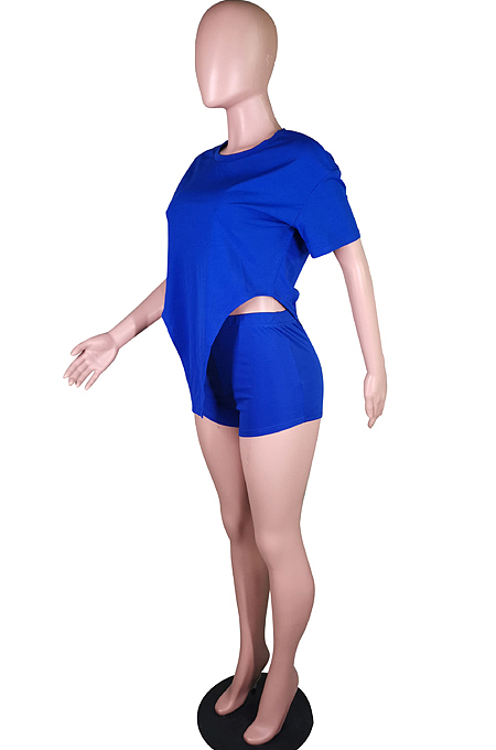 Fashion Casual Irregularity Short Sleeve T-Shirt Shorts Two-Piece C3054