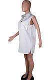 Fashion Sleeveless Tooling Pocket Shirt Dress C3051