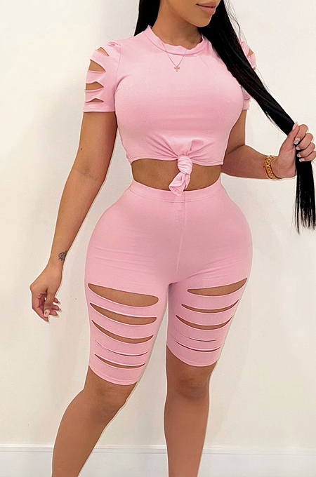 Fashion Casual Hurnt Flower Sports Two-Piece LML236