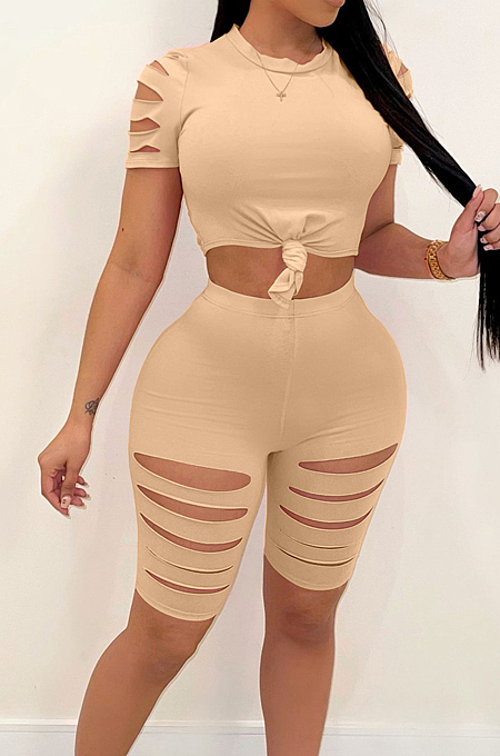 Fashion Casual Hurnt Flower Sports Two-Piece LML236