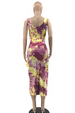 Fashion Sexy Printing Mid Waist Midi Dress JR3614