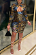 Euramerican Sexy Fashion Print Hollow Out Slim Dress ZZS8373
