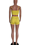 Pure Color Small Condole Belt Sexy Trendy Shorts Sets HM5474
