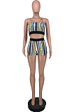 Summer Fashion Sexy Vertical Stripes Slip Shorts Sets  ZZS8381