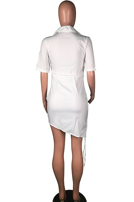 Fashion Deep V Shirt Short Sleeve Dress C3056 