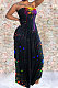 Ink Jet Positioning Printing Boob Tube Top Long Dress JR3615