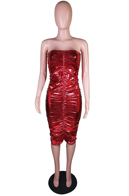 Euramerican A Word Shoulder Mosaic Gold Boob Tube Top Dress C3050 