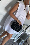 Fashion Sleeveless Tooling Pocket Shirt Dress C3051