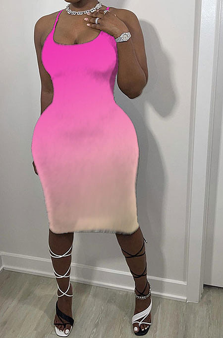 Women Trendy Multi Gradient Color Condole Belt Mini Dress AA5241