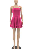 Pure Color Condole Belt Falbala Mini Dress JR3618