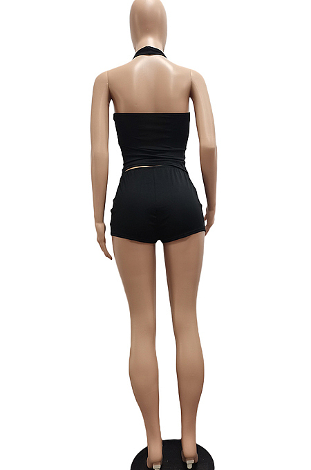 Euramerican Sexy Hang A Neck Bind Fold Pants Two-Piece NYF8061