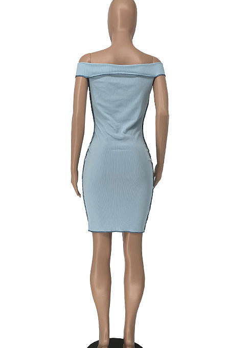 Sexy Half Open Collar Bind Pit Bar A Word Shoulder Cultivate One's Morality Mini Dress BE8036