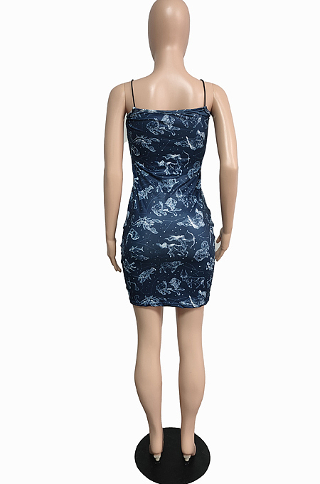 Fashion The Zodiac Print Sling Mini Dress JG011 